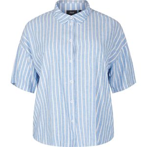 Zizzi Blouse 'Vlina'  lichtblauw / wit