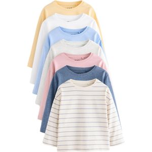 Next - Shirt - Hemelsblauw Geel Oudroze Wit - 7 Pack - Lange Mouw