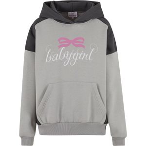 Felicious Sweatshirt 'Babygirl'  grijs / lichtroze / zwart / wit