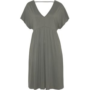 s.Oliver - Jurk - Kaki - Jersey - Slanke Pasvorm - V-hals - Kwartmouw