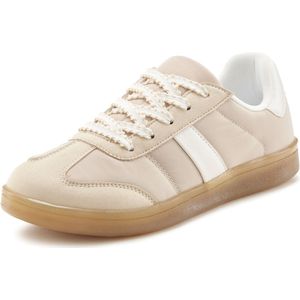 Casual Schoenen - Beige/Wit - Textiel - Vetersluiting - Vegan Zool