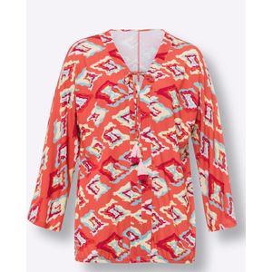 heine Blouse  lichtblauw / pasteelgeel / koraal