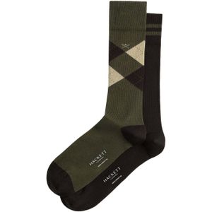 Hackett London Sokken 'Argyle'  lichtbeige / olijfgroen / donkergroen / zwart