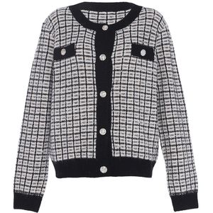 faina Gebreid vest  zwart / wolwit