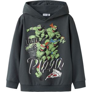 NAME IT Sweatshirt 'Ninja Turtles'  donkergrijs / groen / wit