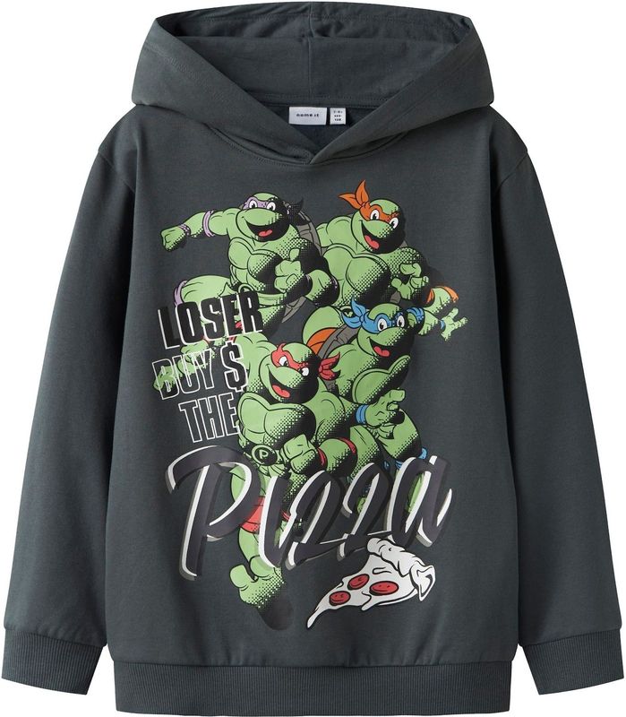 NAME IT Sweatshirt 'Ninja Turtles'  donkergrijs / groen / wit