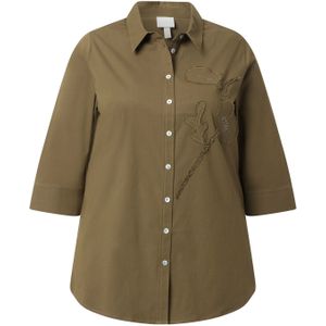 Ulla Popken Blouse  olijfgroen / wit