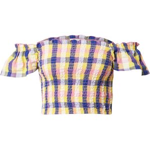 Monki Blouse  blauw / geel / rosa / wit