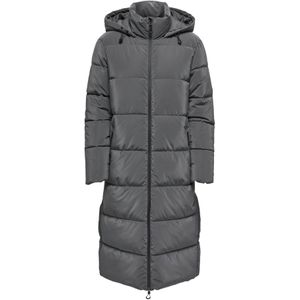 ONLY - ONLELLA - Gewatteerde Jas - Donkergrijs - Lange Pasvorm