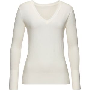 Gebreide Trui - Crème - Zachte Stof - Diepe V-hals - Lange Mouwen