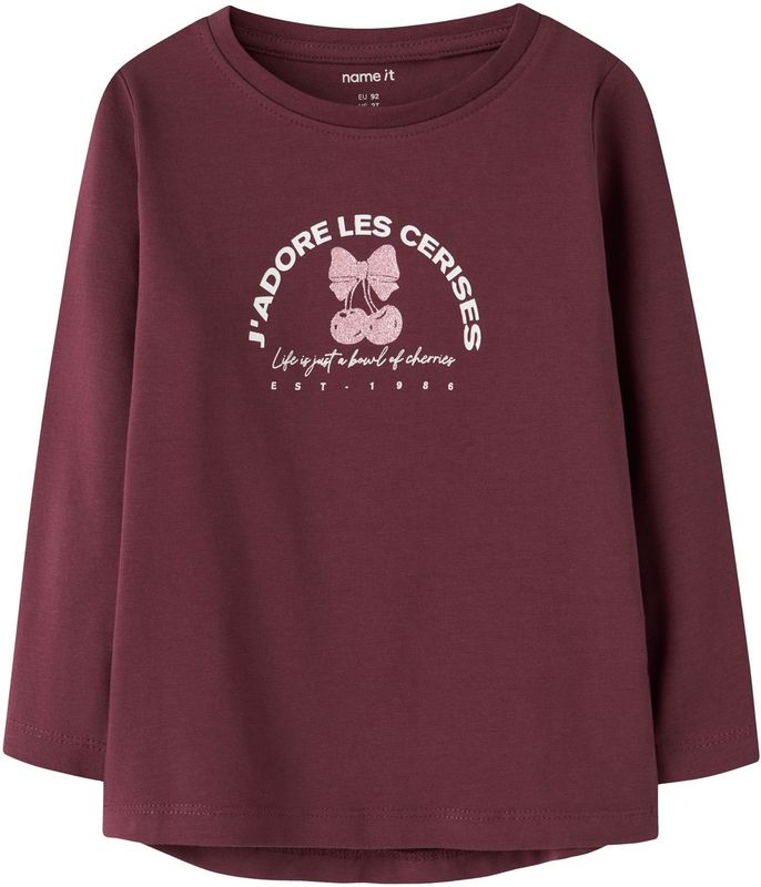 NAME IT Shirt 'NMFVIX'  rosa / robijnrood / wit