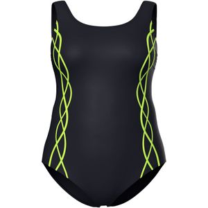 Ulla Popken Badpak  neongroen / zwart