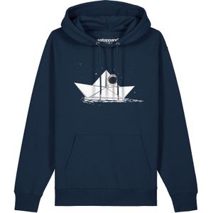 Watapparel Sweatshirt ' Astronaut in paper boat '  navy / wit