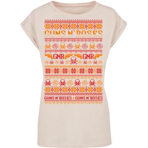 F4NT4STIC Shirt 'Guns And Roses Christmas'  sand / oranje / rood