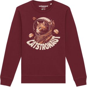 Watapparel Sweatshirt 'Catstronaut'  beige / bourgogne