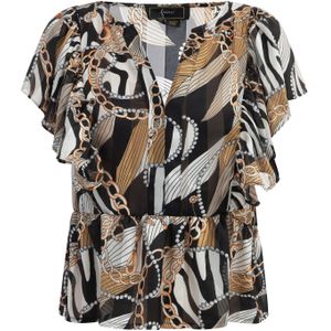 faina Blouse  lichtbruin / lichtgrijs / lichtoranje / zwart