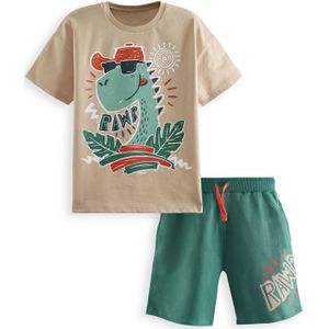 Denokids Set 'Summer Dino'  beige / groen / oranje