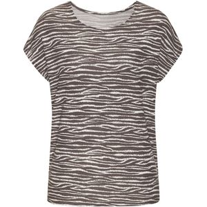 Lascana T-shirt - Taupe/Crème - Viscose - Korte Mouwen