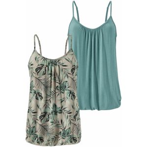 Imprimé - Top - Groen Gedessineerd - Elastische Viscosekwaliteit - Mouwloos