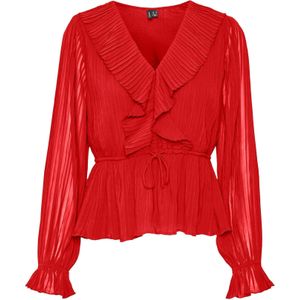 Vmdora - Top - V-Hals - Lange Mouwen - Regular Fit - Ruches