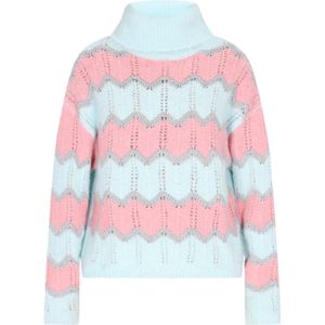 IZIA Trui  turquoise / rosa / zilver