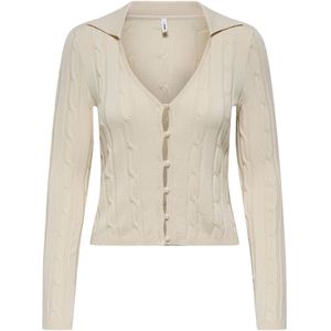 Onlmeddi - Vest - Polo Hals - Lange Mouwen - Knoopsluiting - Knit Fit