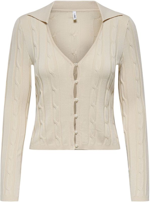 Onlmeddi - Vest - Polo Hals - Lange Mouwen - Knoopsluiting - Knit Fit