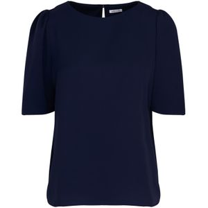 Blouse - Donkerblauw - 100% Katoen - Korte Mouwen - Regular Fit
