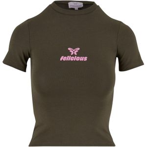 Felicious Shirt  donkergroen / rosa