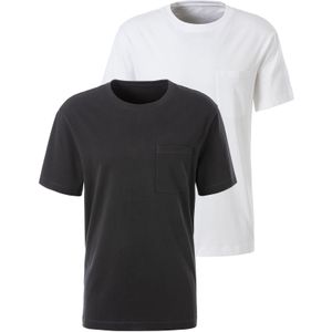 John Devin - T-shirt - Antraciet/wit - Set van 2 - Met Borstzak