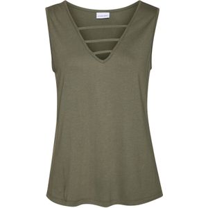 LASCANA - Haltertop - Kaki - Jersey - Mouwloos - Losse Pasvorm