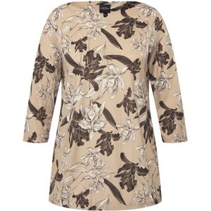 Ulla Popken Shirt  beige / donkerbruin / wit