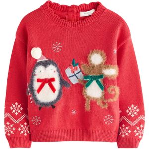 Next Trui  karamel / donkergrijs / knalrood / wit