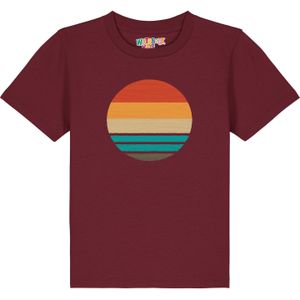 watabout.kids Shirt 'Retro Sunset Ocean'  turquoise / grijs / oranje / bordeaux