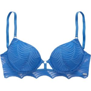 Lascana - Push-up-bh Marla - Blauw - Lingerie - Met Geïntegreerde Pads en Modieus Kant