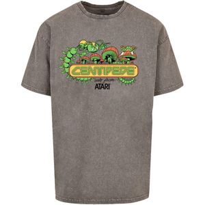 F4NT4STIC Shirt 'Centipede Atari Retro Gaming Art'  bruin / geel / grijs / grasgroen