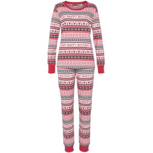 LASCANA Pyjama  knalrood / zwart / offwhite