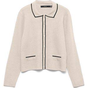 VERO MODA Gebreid vest 'VMGold'  taupe / zwart
