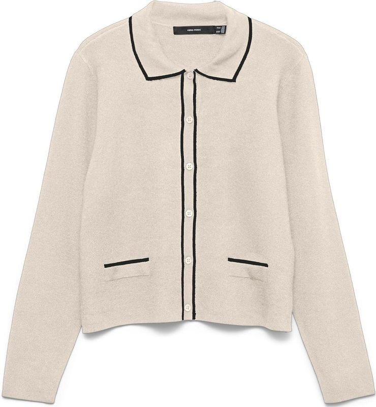 VERO MODA Gebreid vest 'VMGold'  taupe / zwart