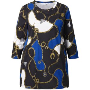 MIAMODA Shirt  blauw / geel / zwart / wit