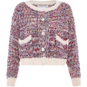 Tanuna Gebreid vest  lichtbeige / geel / groen / rood