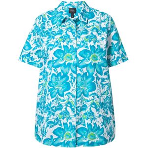 Ulla Popken Blouse  azuur / royal blue/koningsblauw / limoen