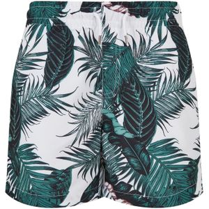 Urban Classics - Pattern palm leaves aop Kinder zwembroek - Kids 110/116 - Wit