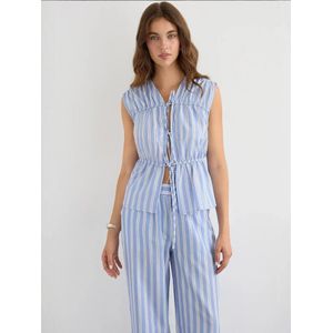 Hiccup Blouse  lichtblauw / zwart / wit