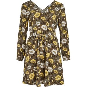 VILA Jurk 'KRISTINA'  beige / lichtgeel / olijfgroen