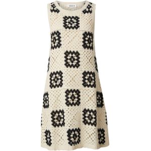 EDITED Jurk 'Metta'  chamois / zwart