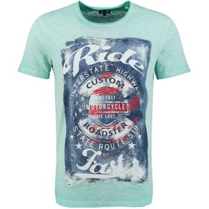 Key Largo Shirt 'Fast'  blauw denim / mintgroen / rood