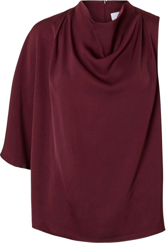 Viscose - One-shoulder Top - Watervalhals - Enkele Halflange Mouw - Regular Fit