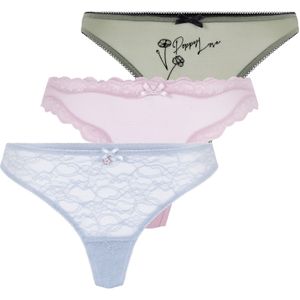 Hunkemöller String  lichtblauw / groen / rosa