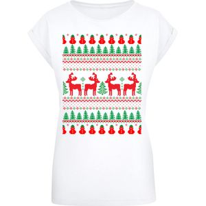 F4NT4STIC Shirt 'Christmas Reindeers'  groen / rood / wit